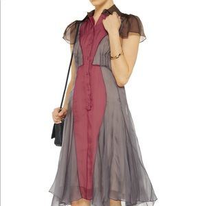 Carven Color-block Silk Organza Dress
